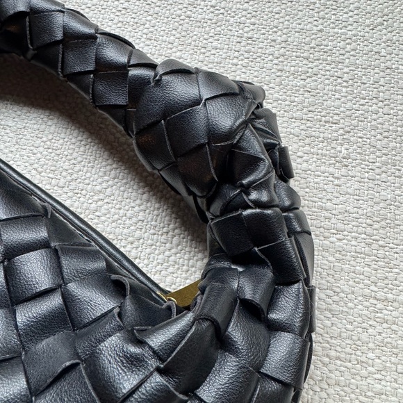 Black Woven Leather Handbag - Picture 4 of 5